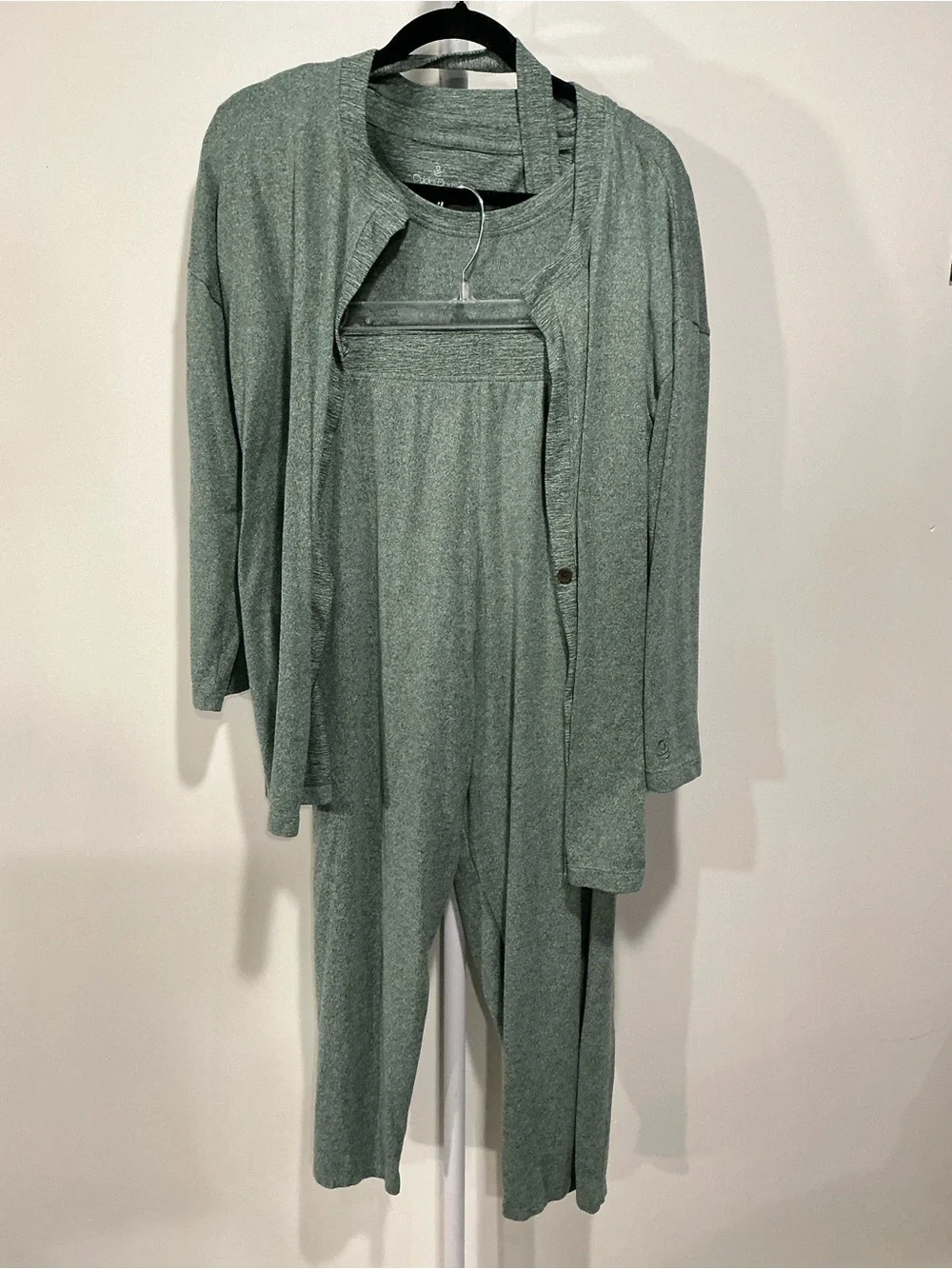 Cuddl Duds Sage Green Knit 3pc Lounge Set